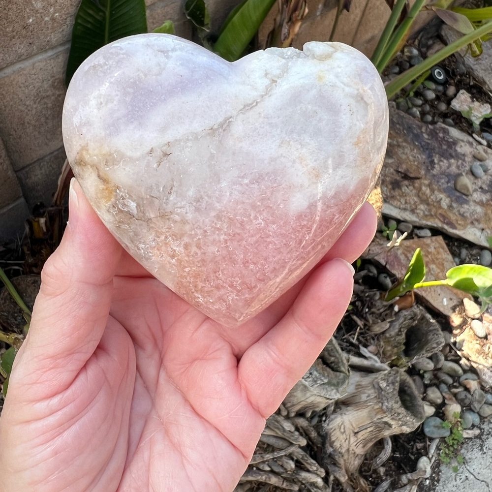Pink Amethyst Quartz Crystal Druzy Heart